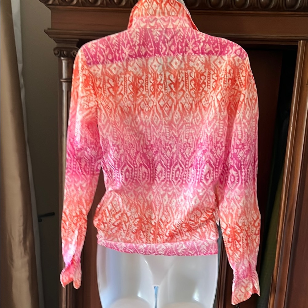 Ralph Lauren Pink and Orange Tie-Front Top - Picture 2 of 3